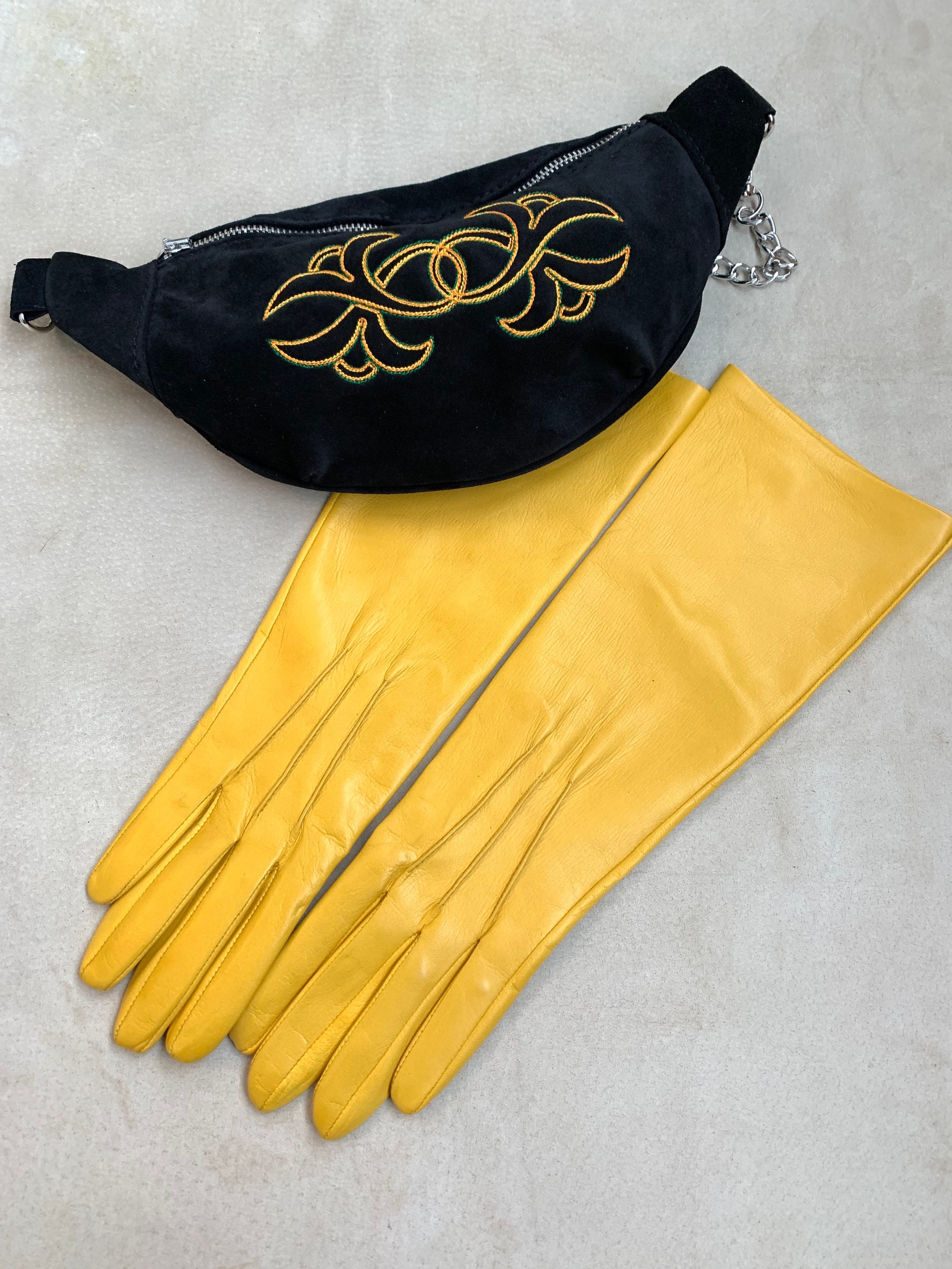 Long Yellow Leather Gloves for Ladies/ Fashion Gloves / Fancy Etsy