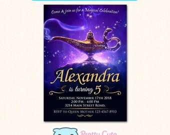 Aladdin Invitation, Aladdin Birthday invitation, Aladdin invite, Aladdin Party invitation, 5x7 inches invitation