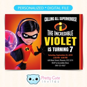 Convite Violeta Os Incríveis, Convite Violeta Os Incríveis Aniversário, Convite Violet Parr, Os Incríveis Violeta para impressão