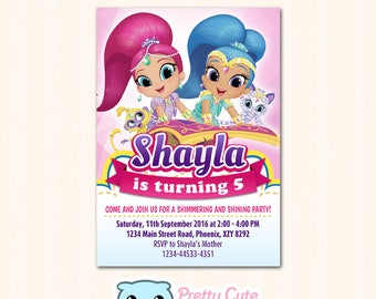 Shimmer and Shine invitation, Shimmer and Shine invite, Shimmer and Shine Birthday invitation, Shimmer and Shine Party invite