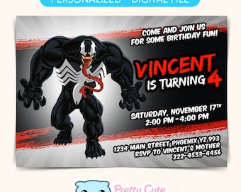 Venom invitation, Venom Birthday invitation, Anti-hero invitation, Costume Party invitation, Venom invites, Venom Birthday invites