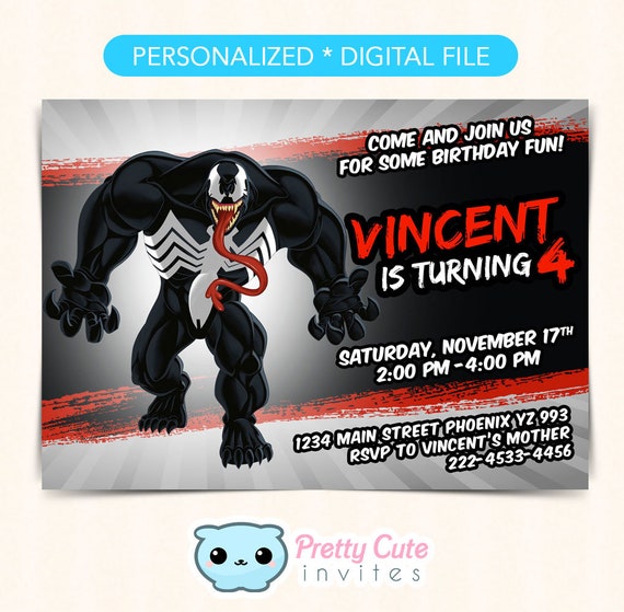 Venom Invitation Venom Birthday Invitation Anti Hero Invitation Costume Party Invitation Venom Invites Venom Birthday Invites