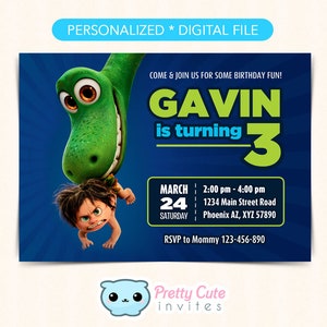 Good Dinosaur Birthday invitation, Good Dinosaur invite, Good Dinosaur Party invitation, 5x7 invitation