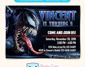 Venom invitation, Venom movie Birthday invitation, Anti-hero invitation, Costume Party invitation, Venom invites, Venom Birthday invites