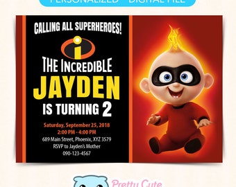 The Incredibles Invitation, The Incredibles Jack invitation, Jack-Jack Parr invitation, The Incredibles printables