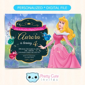 Sleeping Beauty invitation invitation princesse Aurore, Sleeping Beauty inviter, Sleeping Beauty inviter