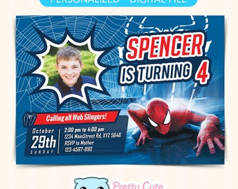 Spiderman invitation, Spider-man invite, Spiderman Birthday invitation, Spiderman Party invite, Superhero invitation