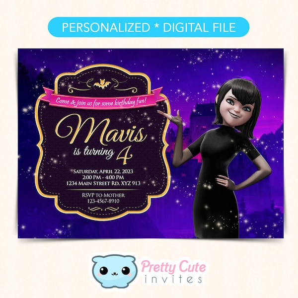 Mavis Hotel Transylvania Invitation, Hotel Transylvania invitation,Vampire girl invitation, Mavis Hotel Transylvania digital invitation