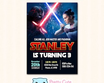 Star Wars invitation, Star Wars: The Rise of Skywalker invitation, Star Wars Birthday invitation, 5x7 inches invite
