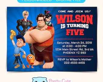 Wreck-It Ralph invitation, Wreck-It Ralph Birthday Invitation, Wreck It Ralph invitation, Wreck-It Ralph printables