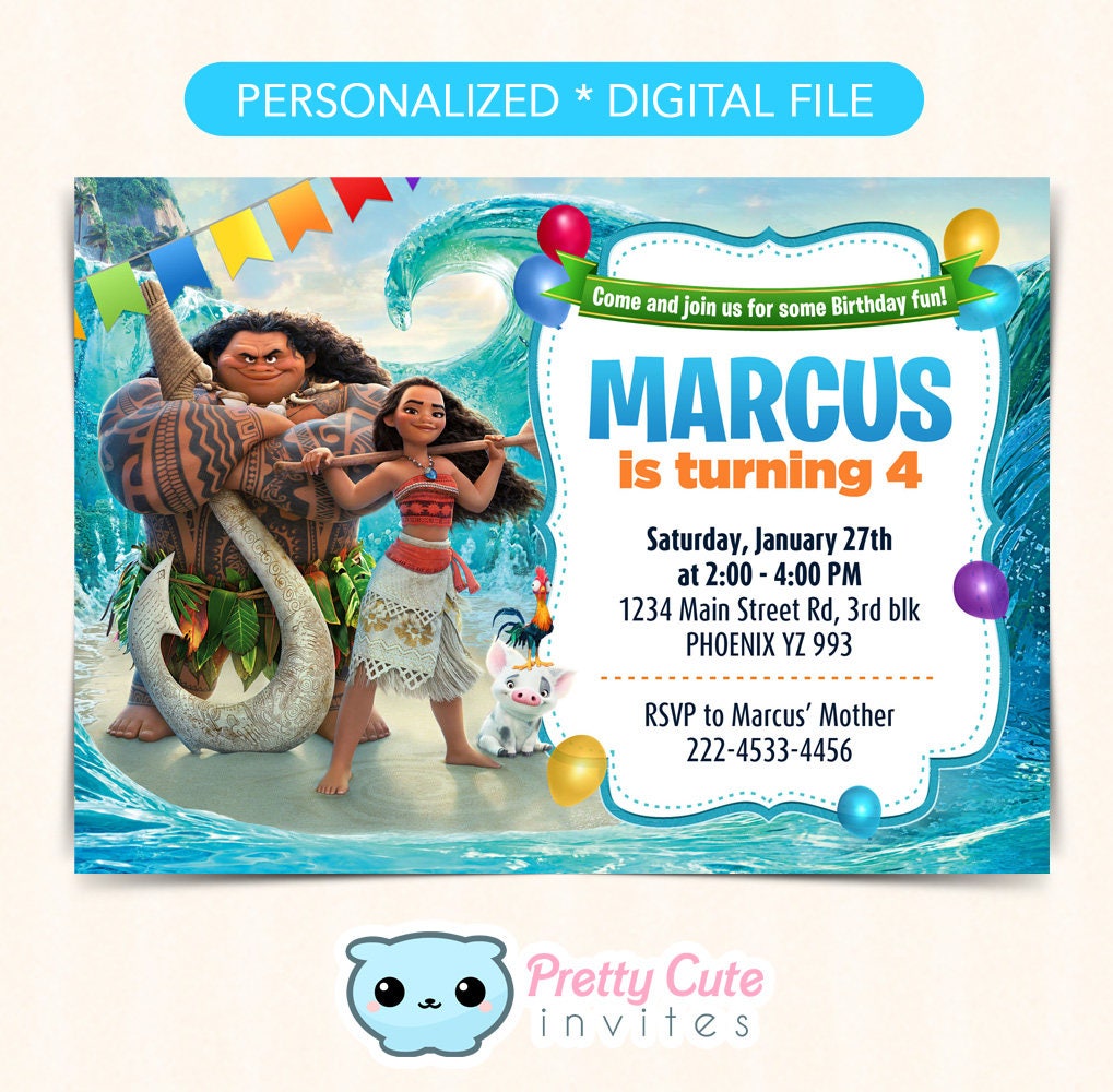 Moana Invitation Moana Birthday Invitation Moana Party - Etsy