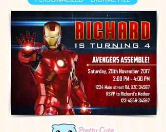 Iron Man Invitation, Iron Man Birthday invitation, Iron Man Party Invitation, 5x7 inches invitation,