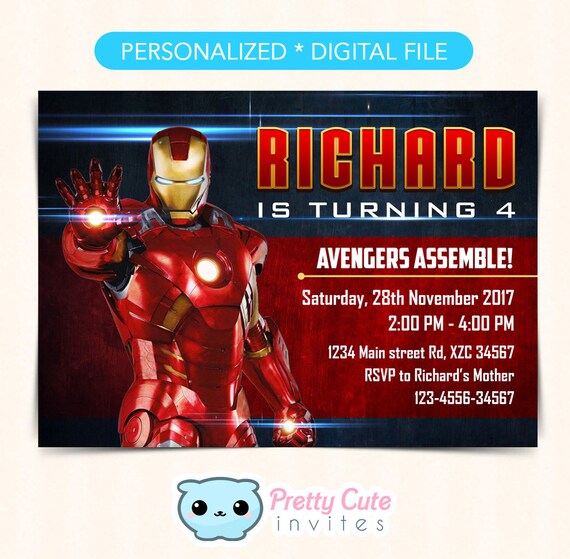 Iron Man Invitation Iron Man Birthday Invitation Iron Man Etsy