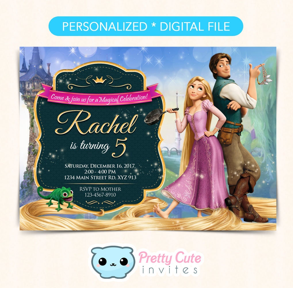 Tangled Invitation, Rapunzel Birthday invitation, Tangled invite, Rapunzel Party invitation, 5x7 inches invitation