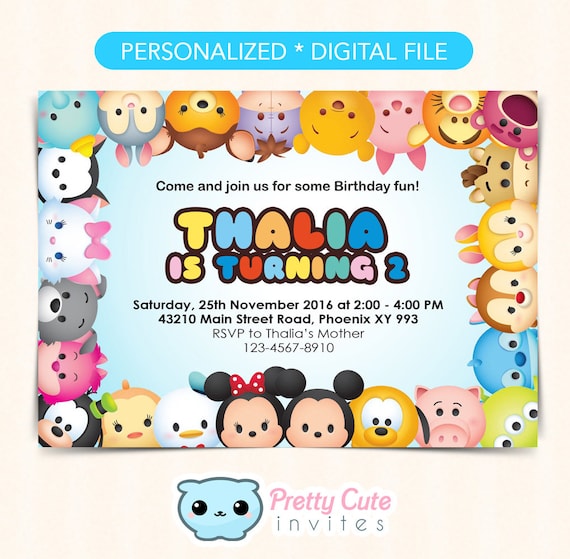 invitation anniversaire tsum tsum Tsum Tsum Invitation Invitation Anniversaire Tsum Tsum Tsum Etsy invitation anniversaire tsum tsum