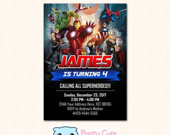 Superhero invitation, Avengers invitation, Costume Party invitation, Superhero invites, Birthday invites