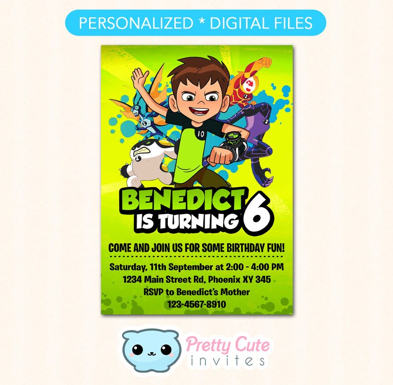 Ben10 Invitation Ben10 Birthday Invitation Ben10 Party Etsy