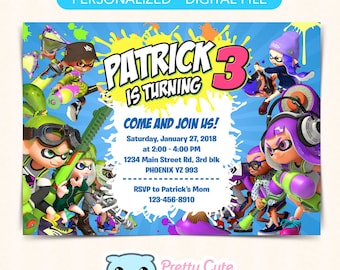 Splatoon Birthday invitation, Splatoon invitation, Splatoon printable, Splatoon invite, Splatter invitation, 5x7 invitation