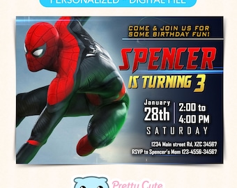 Spider-man invitation, Spider-man invite, Spiderman Birthday invitation, Spider-man Party invite, Superhero invitation