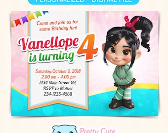 Wreck-It Ralph Vanellope invitation, Wreck-It Ralph Invitation, Wreck It Ralph invitation, Wreck-It Ralph printables