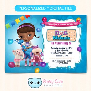 Doc McStuffins invitation, Doc McStuffins Birthday invite, Doc McStuffins Party invite, Doc McStuffins Digital Invite, 5x7 inches invite