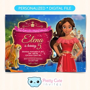 Invitación Elena de Avalor, Invitación de cumpleaños de Elena de Avalor, Elena de Avalor, Invitación a la fiesta Elena de Avalor, 5x7 pulgadas invitan
