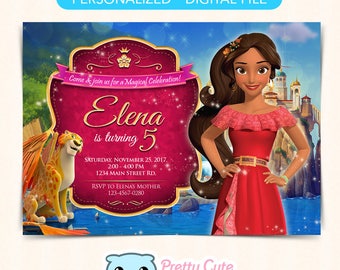 Elena of Avalor invitation, Elena of Avalor Birthday Invitation, Elena of Avalor, Elena of Avalor Party invitation, 5x7 inches invite