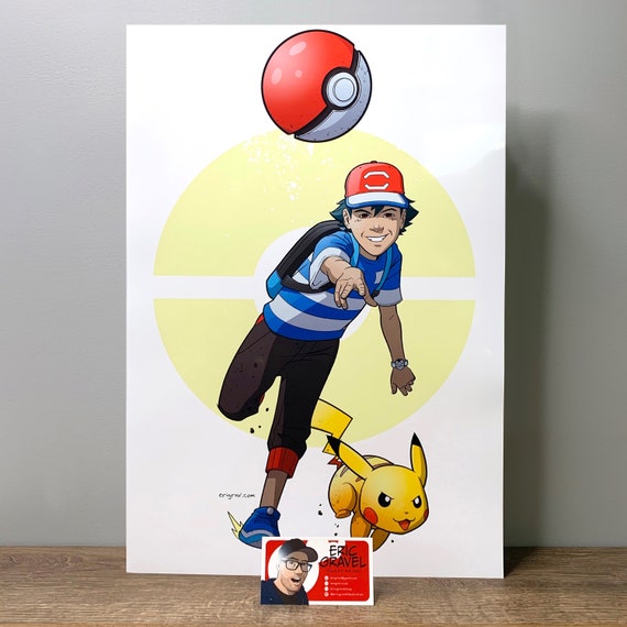 13 X 19 Asche Und Pikachu Fan Kunstdruck Etsy