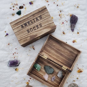 Mini Rock Collection Wood Suitcase Gift For Birthday Crafts Geology