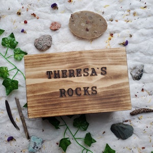 Pre-built or Hand-built Custom Name Wooden Rock Box, Nature Collection Storage, Outside Box, Nature Storage, Rock Box, Personalized Box