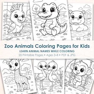 cute zoo animals coloring pages for kids printable, lion and zebra coloring sheets, educational toddler activity pdf