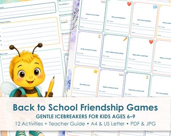 Back to School Icebreaker Games for Kids, First Week of School Classroom Printable Activities