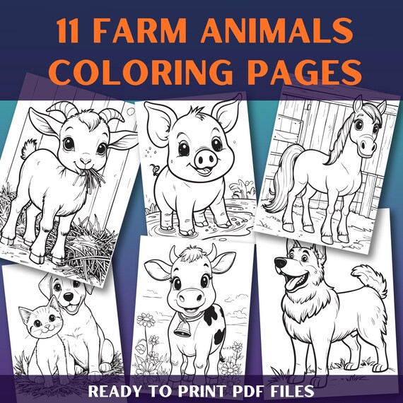 Farm Coloring Pages: Fun Animals, Barn, Farmer Girl (A4 PDF Download)