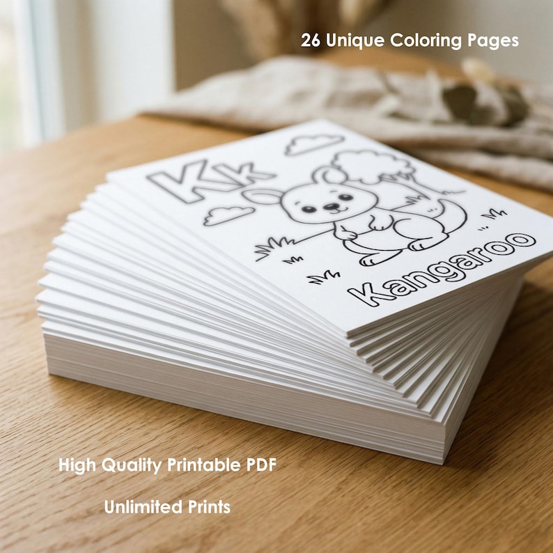 stack of printable alphabet coloring pages PDF high quality worksheets kids learning letters A-Z