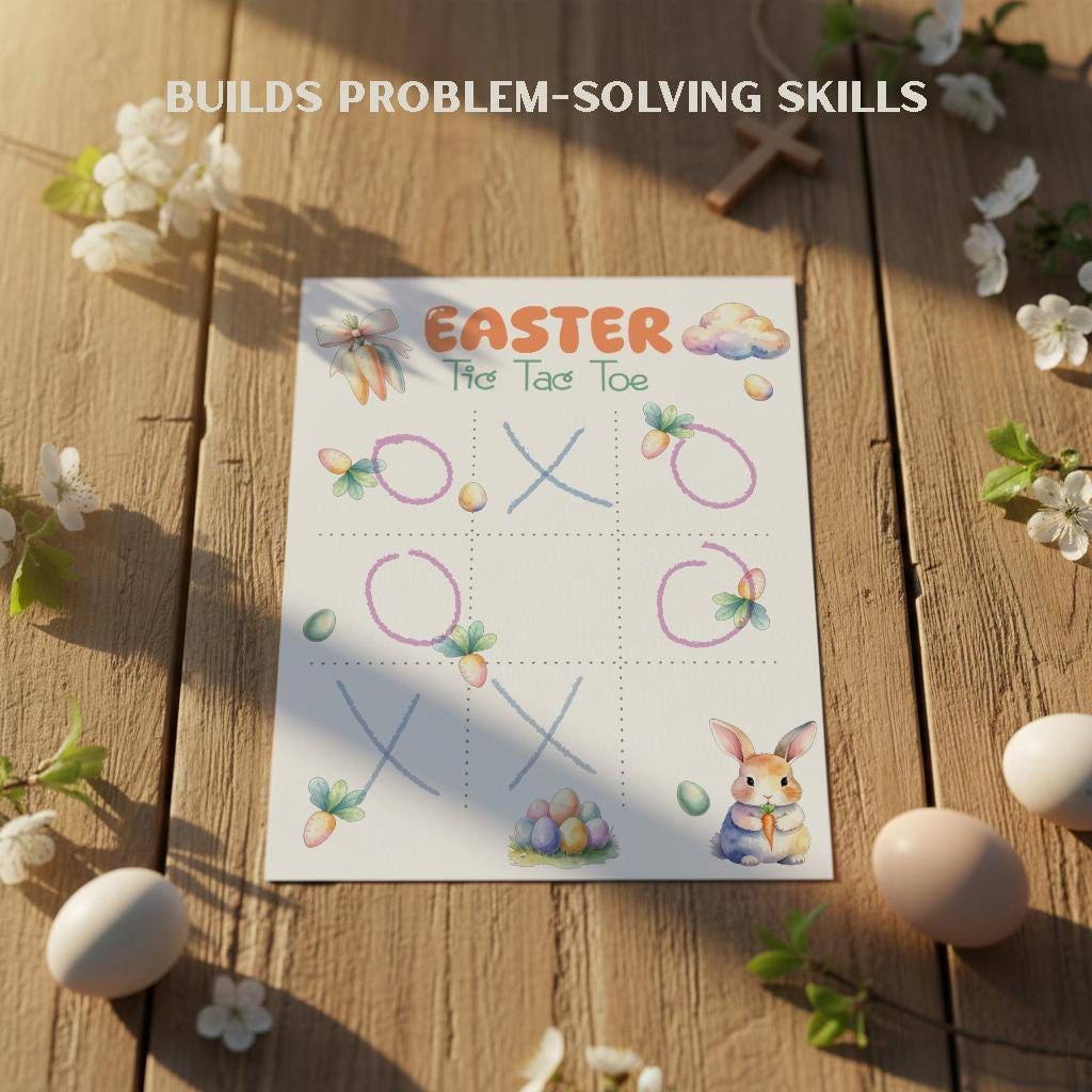Easter Tic Tac Toe Printable for Kids Ages 3-12, Easter Activity PDF - Etsy