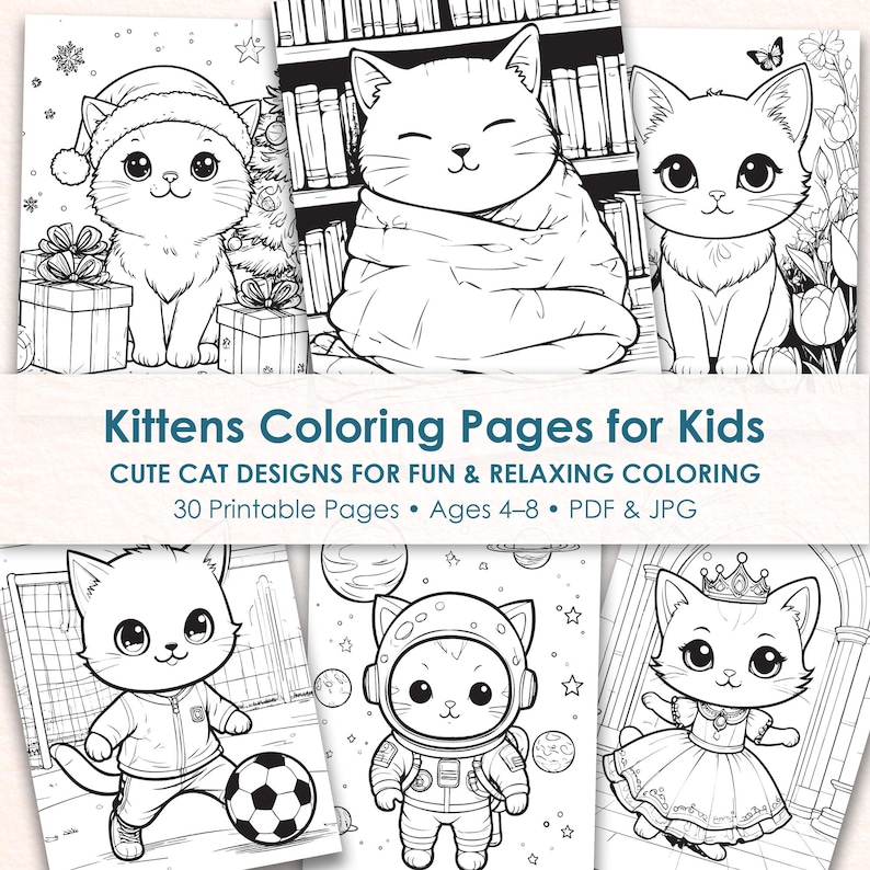Kittens Coloring Pages Printable, Baby Cat Coloring Book for Kids ...