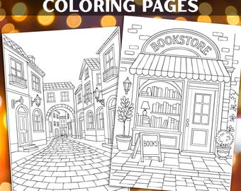 Cosy Town Kleurplaten voor volwassenen – 16 gedetailleerde afdrukbare pdf's voor stressverlichting en ontspanning