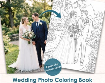 Wedding Photo Coloring Book From Your Photos, Personalized Wedding Keepsake Gift, Custom Couple Coloring