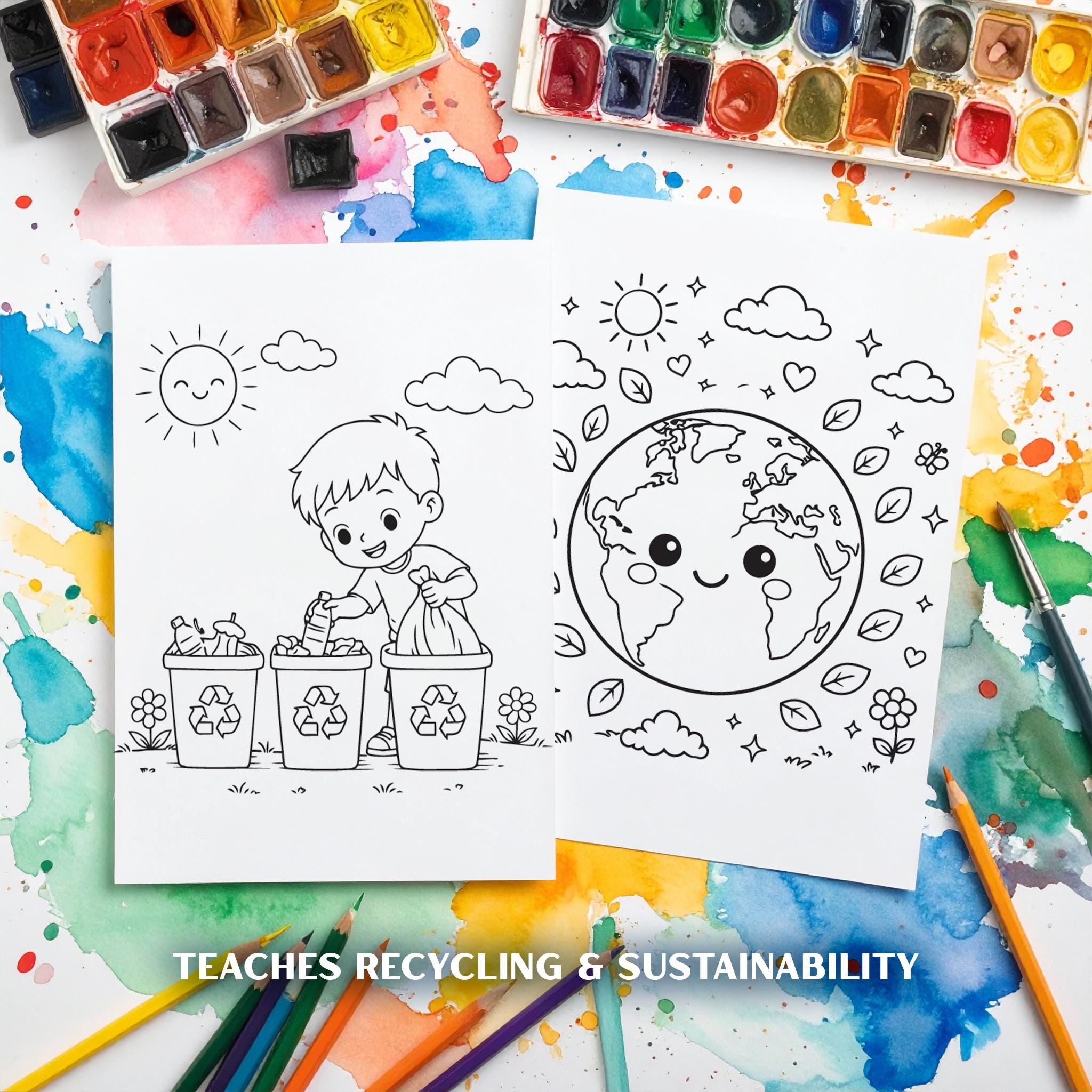 Earth Day Coloring Book Printable Kids Ages 3-10 Classroom Activity - Etsy