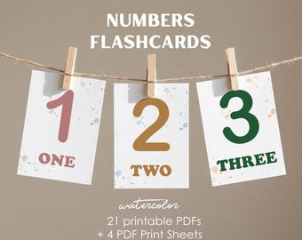 Printable Numbers Flashcards 0-20 for Toddler Learning and Preschool Math