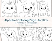 Alphabet Coloring Pages for Kids - 26 Printable ABC Letters with Easy Pictures