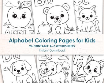 Alphabet Coloring Pages for Kids - 26 Printable ABC Letters with Easy Pictures