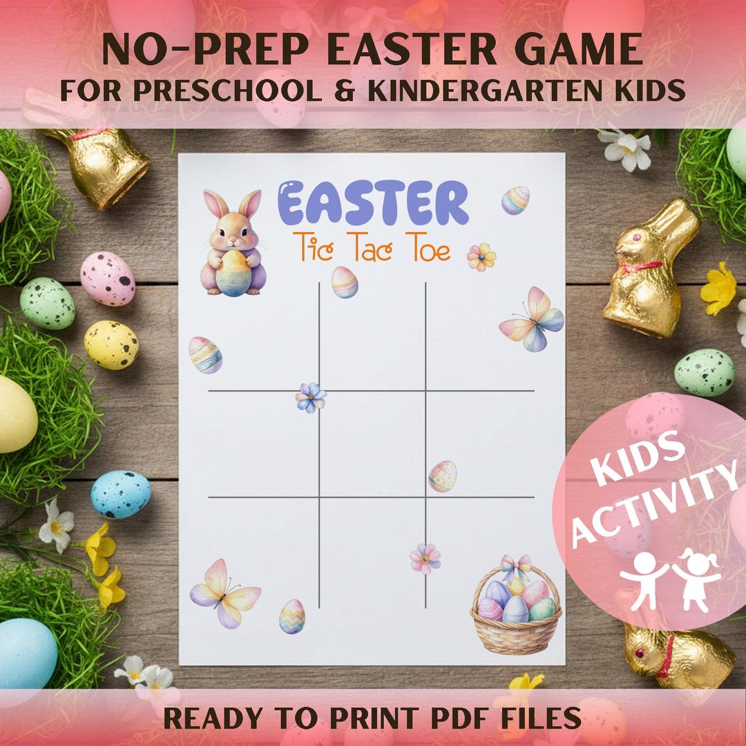 Easter Tic Tac Toe Printable for Kids Ages 3-12, Easter Activity PDF - Etsy