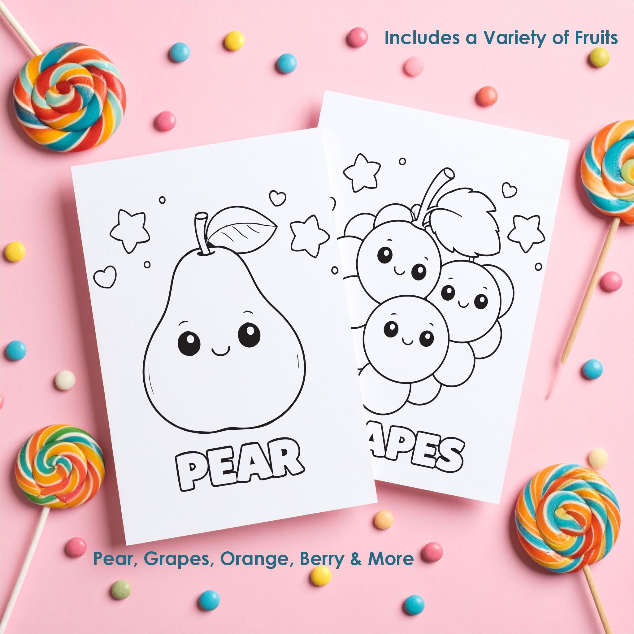 Fruits Coloring Pages Printable for Kids, Learn Fruit Names, Preschool ...