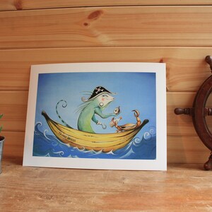 Signed A4 Giclee Print. &#39;Iguana Banana&#39;.
