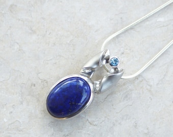Lapis Lazuli Sterling Silberanhänger / / Lapis Lazuli Anhänger / / Edelstein Anhänger Silber / / blaue Stein Anhänger / / Lapislazuli