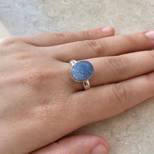 Natural Shimmering Druzy Sterling Silver Ring // Druzy // Druzy Crystal Ring