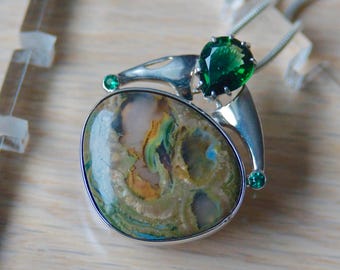 Green Ocean Jasper Pendant // Ocean Jasper Necklace // Madagascar Ocean Jasper Pendant // Sea Jasper Necklace // Green Tourmaline