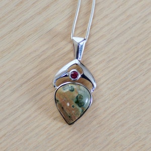 Ocean Jasper Pendant // Ocean Jasper Necklace Sterling Silver // Sea Sediment Ocean Jasper Pendant // Sterling Pendant