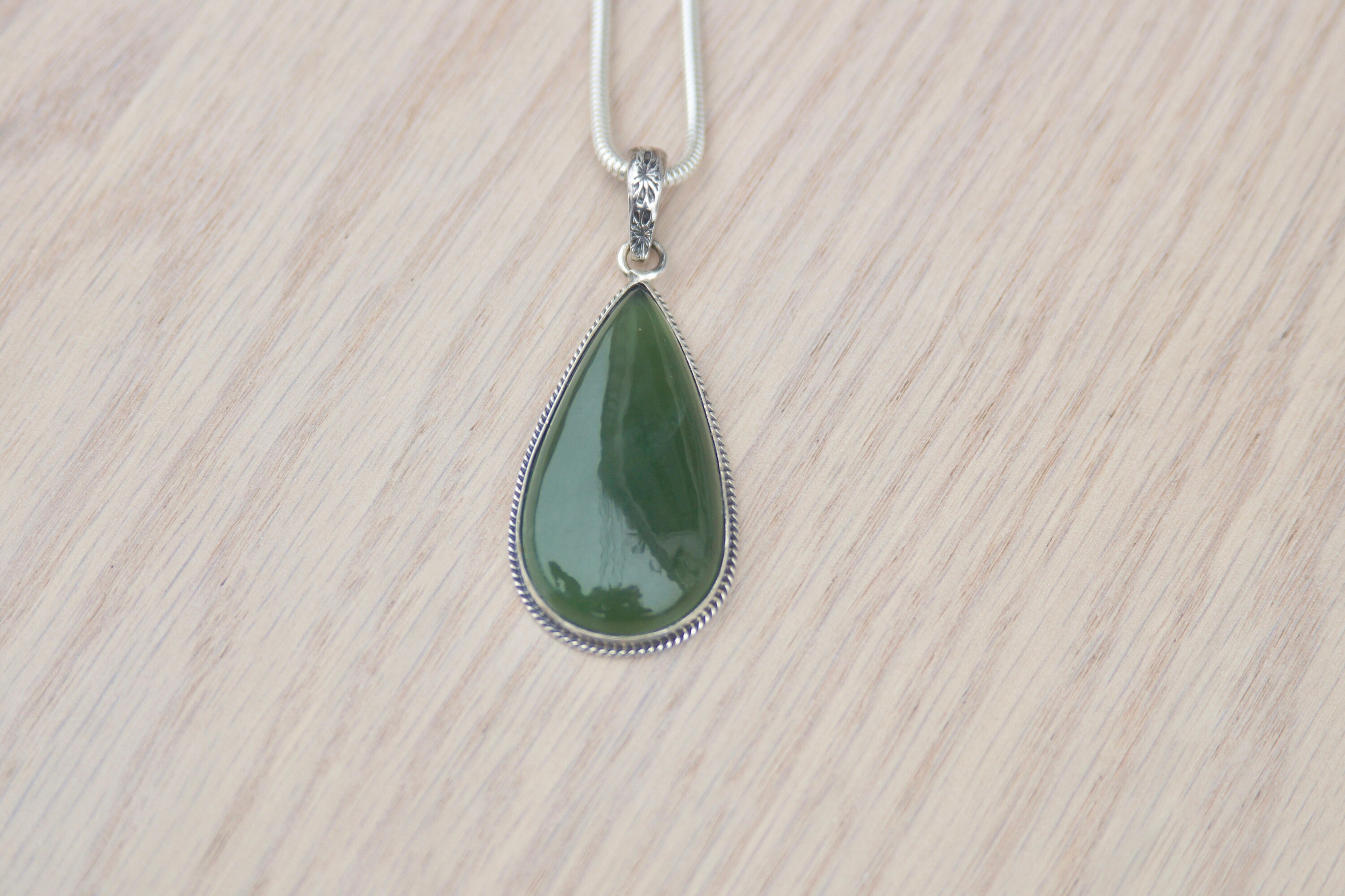 Jade Pendant Sterling Necklace Green Teardrop - Green Jade Teardrop Pendant Necklace Jade Pendant Sterling Necklace Green Teardrop - Green Jade Teardrop Pendant Necklace